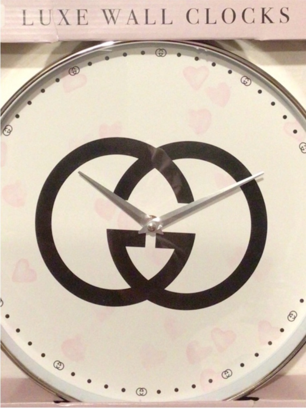 Luxe Wall Clock in White with Black Accent designer Gucci style